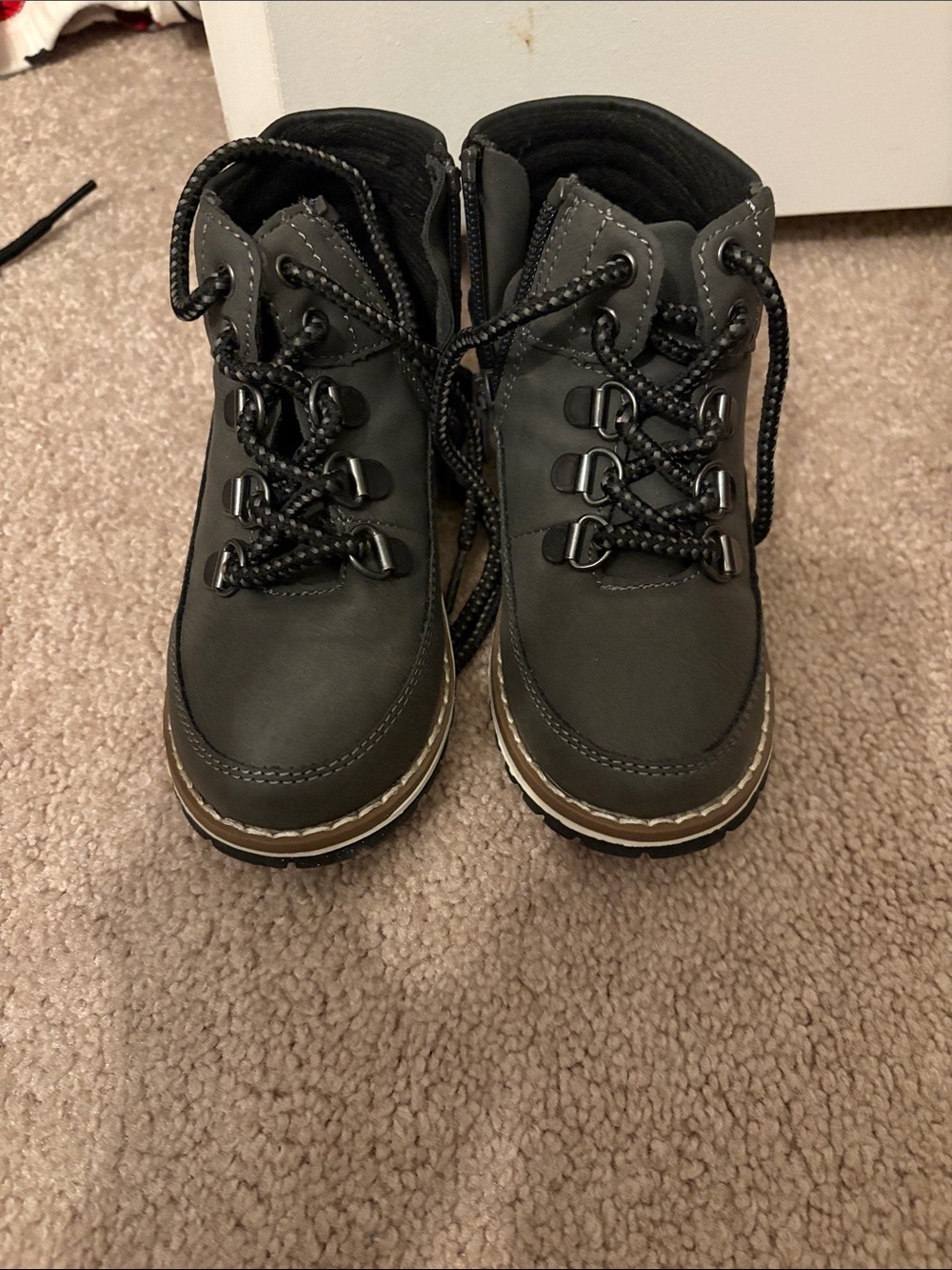 The Children's Place Gray and Brown Kids Lace-Up Hiking Boots